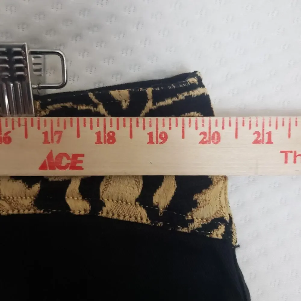 Womens Western Rodeo Bootcut Jeans Black w/ Gold Embroidery & Faux Leather Sz 22